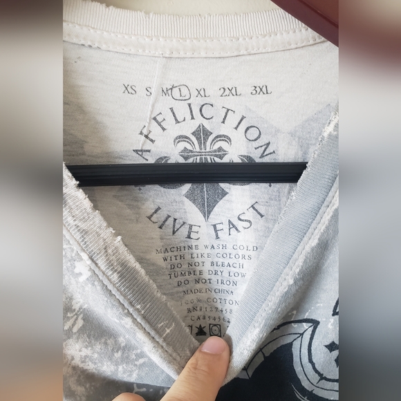 Affliction White Cross Tee - Picture 2 of 3